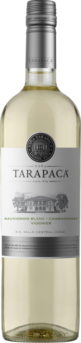 Packshot of Vino Blanco Varietal Sauvignon Blanc Chardonnay Viognier Valle Central Viña Tarapaca