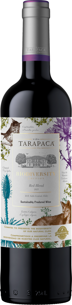 Packshot de  Vino Tinto Varietal Edicion Biodiversidad Red Blend CS SY Valle del Maipo Viña Tarapaca